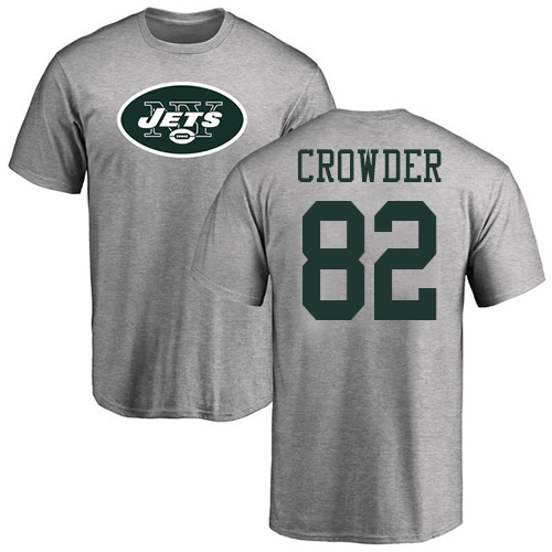 New York Jets Men Ash Jamison Crowder Name and Number Logo NFL Football #82 T Shirt